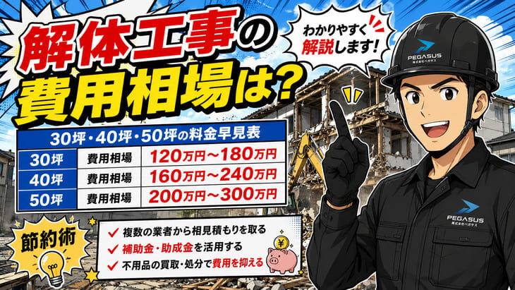 解体工事の費用相場は？30坪・40坪・50坪の料金早見表と節約術